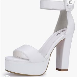 White chunky heels